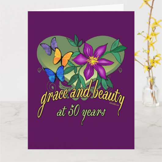 美しい&グレース50th誕生日 カード (黄色い花)