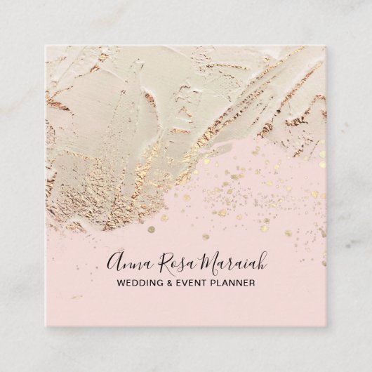 *~*美しい·ゴールド·フォイル·グリッターのピエレガントンク スクエア名刺 (正面)