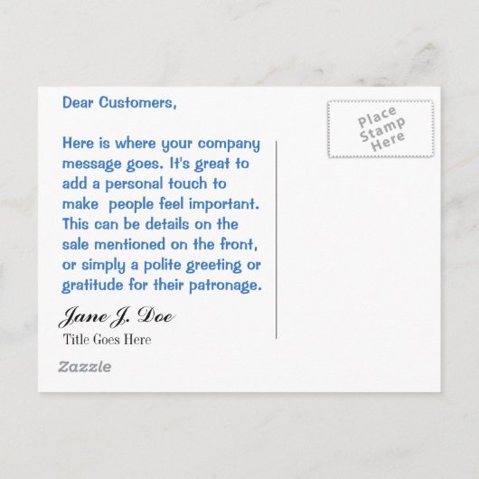 美しい、サロンまたは化粧の販売の発表 案内ポストカード (裏面)