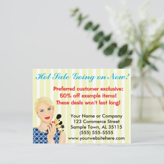 美しい、サロンまたは化粧の販売の発表 案内ポストカード (スタンド正面)