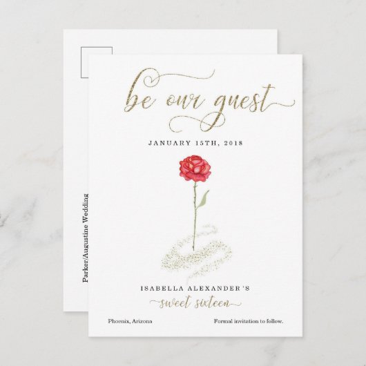 美しい&ザビーストスウィート16日付を保存 案内ポストカード (正面/裏面)