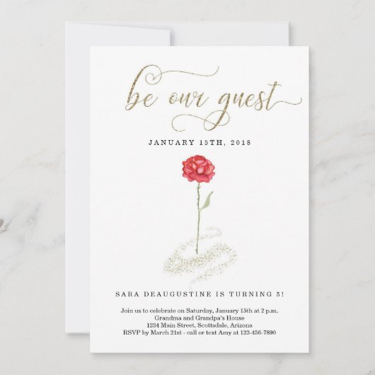 美しい&ザビースト誕生日招待状 招待状 (正面)