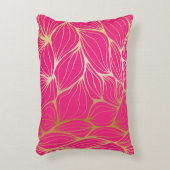 美しい、ショッキングピンク、フェイクな金ゴールド、葉、パターン、トレンディー、m アクセントクッション (正面(垂直))