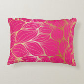 美しい、ショッキングピンク、フェイクな金ゴールド、葉、パターン、トレンディー、m アクセントクッション (裏面)