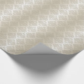 美しい，シルバー，ベージュ，ダマスク，ヴィンテージ,アンティーク, ラッピングペーパー (角)