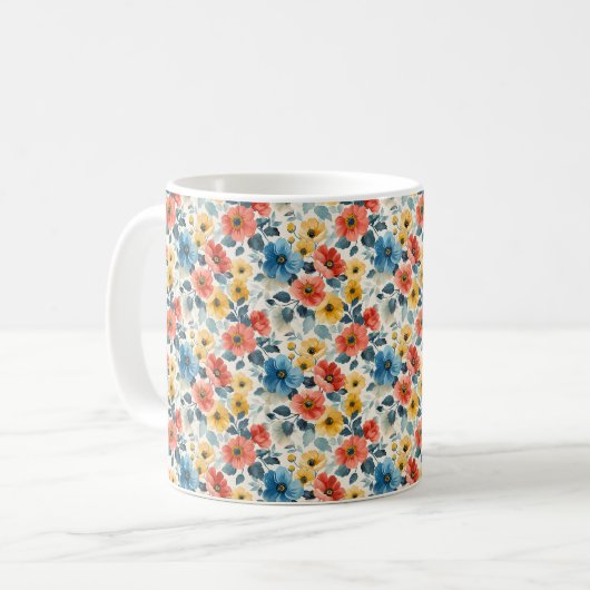 美しい スタイリッシュ ロマンチック 春の女の子の花 コーヒーマグカップ (正面左)