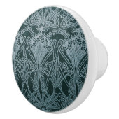 美しい,ティール(緑がかった色)銀,アールヌーボー模様,フローラ,m セラミックノブ (右)