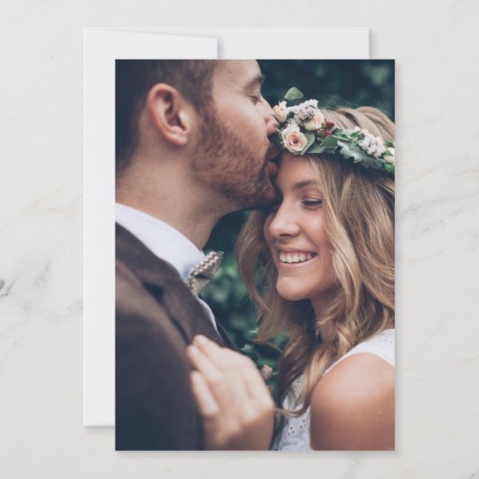 美しい ニュートラル ボーホー フラワーの写真 招待状 (裏面)