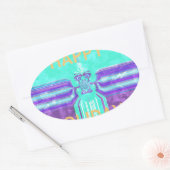 美しい ハッピー ホリデー ブルー シアン ベクトル デザイン 楕円形シール (封筒)