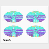 美しい ハッピー ホリデー ブルー シアン ベクトル デザイン 楕円形シール (シート)