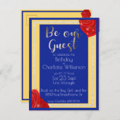 美しい&ビーストレッドローズオンブルー&イエロー 案内ポストカード (正面/裏面)