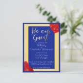 美しい&ビーストレッドローズオンブルー&イエロー 案内ポストカード (スタンド正面)