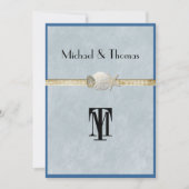 美しい,ビーチ結婚式,ヒトデ,金ゴールド 招待状 (正面)