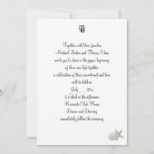 美しい,ビーチ結婚式,ヒトデ,金ゴールド 招待状 (裏面)