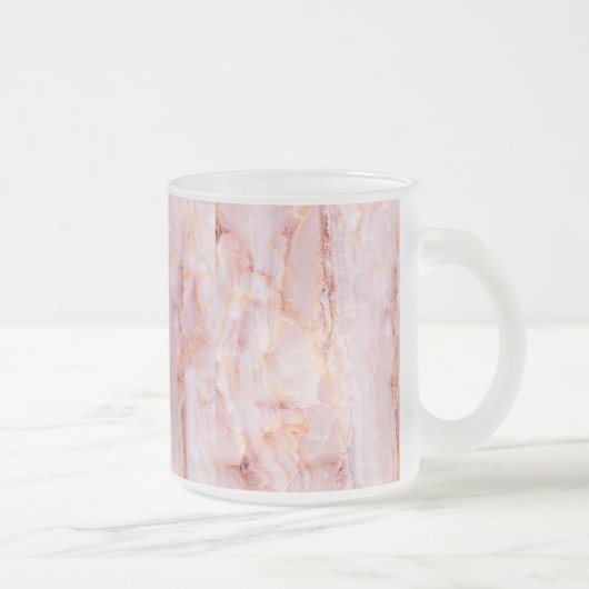 、美しい、ピンク、大理石の自然、エレガントな石gガーリー フロストグラスマグカップ (右)
