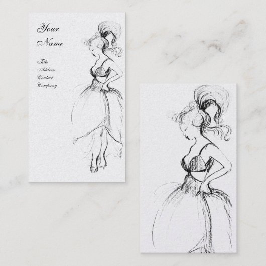 美しい,ファッションデザイナー，白黒パール 名刺 (正面/裏面)