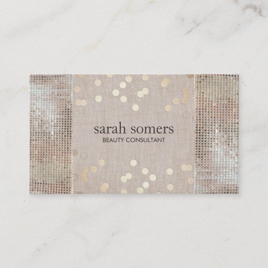 美しい&ファッション金ゴールド紙吹雪シルバーシークイン 名刺 (正面)