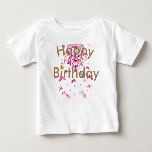 美しい ファンタスティック フェミニン デザイン 誕生日おめでとう ベビーTシャツ (正面)