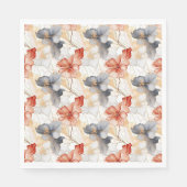 美しい フェミナイ ゆずもも 赤 青 白 花模様 スタンダードランチョンナプキン (正面)
