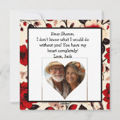 美しい ブラック レッド フローラル ヴィンテージ バレンタインデー シーズンカード (裏面)