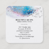 *~*美しい-ブルーウォーターカラーパステルシルバーグリッター スクエア名刺 (裏面)