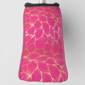 美しい，ホットピンク，フェイク金ゴールド，葉，パターン，トレンディー,m ゴルフヘッドカバー (回転90)