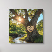 美しい"ママ&パパ"オークツリーとストリーム キャンバスプリント (正面)