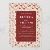 美しい ミニマルなチューリップの花 秋のウェディング  招待状 (正面/裏面)