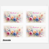 美しい モダンな水彩画の花のアートに感謝 長方形シール (シート)