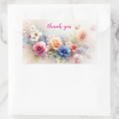 美しい モダンな水彩画の花のアートに感謝 長方形シール (バッグ)