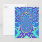 美しい モダン シアン ブルー バティック カレイドスコープ アート ポストカード (正面/裏面)