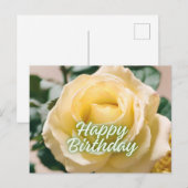 美しい ライトイエローのバラの誕生日 ポストカード (正面/裏面)