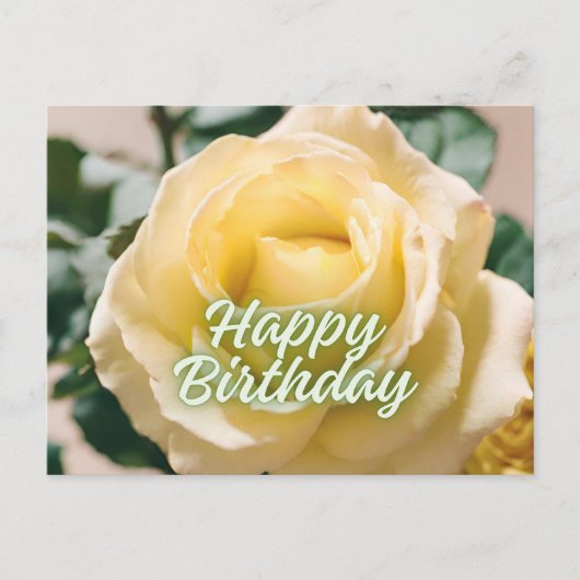 美しい ライトイエローのバラの誕生日 ポストカード (正面)