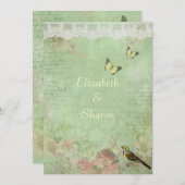 美しい、ヴィンテージ紙、結婚式招待状 招待状 (正面/裏面)