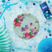 美しい,ヴィンテージ,ミント,フローラ,ピンク,かわいい,ガーリーシック ペーパープレート (パーティー)