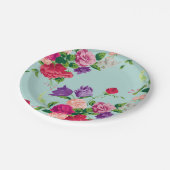 美しい,ヴィンテージ,ミント,フローラ,ピンク,かわいい,ガーリーシック ペーパープレート (アングル)