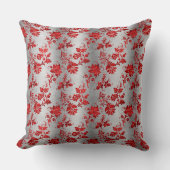 美しい,ヴィンテージ,銀,赤,エンボスベルベット,シック クッション (正面)