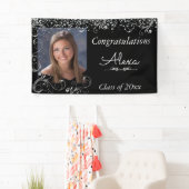 美しい、卒業、シルバーグリッターとコンフェッティ 横断幕 (インサイチュ)