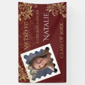 美しい，卒業，フェイクグリッター,カスタム写真， 横断幕 (縦)