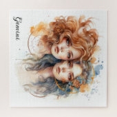 美しい〔占星術の〕十二宮図ジェミニ ジグソーパズル (横)