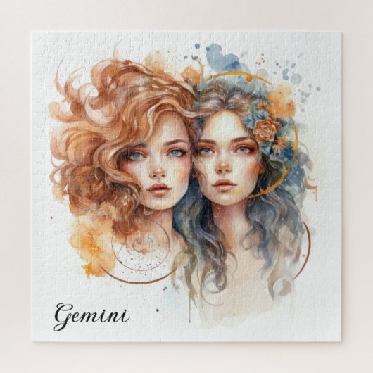 美しい〔占星術の〕十二宮図ジェミニ ジグソーパズル (縦)