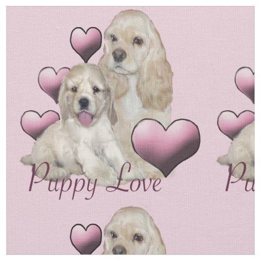 美しい「子犬の愛」ファブリック ファブリック (クローズアップ)