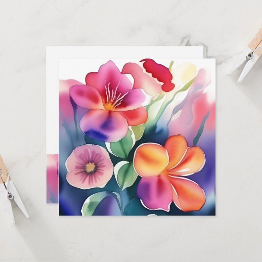 美しい、幸せ、軽い、春、夏、かわいい、エレガント、w 招待状 (正面/裏面インサイチュ)