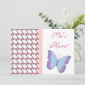 美しい「彼女はここにいる！」 ベビー発表 案内状 (スタンド正面)