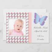 美しい「彼女はここにいる！」 ベビー発表 案内状 (裏面)