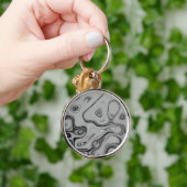 美しい 愛らしい アッシュグレー テクスチャ カラー アートプリント キーホルダー (手)