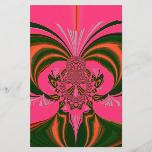 美しい 愛らしい アフリカの ホットピンク 赤 ゴールデン グリーン 便箋 (正面)