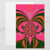 美しい 愛らしい アフリカの ホットピンク 赤 ゴールデン グリーン 便箋 (正面/裏面)