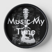 美しい 愛らしい ギター アフリカン グレースケール モチーフ アル 壁時計 (正面)