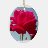 美しい 愛らしい 天上の ローズ 赤 青に映えて セラミックオーナメント (右)